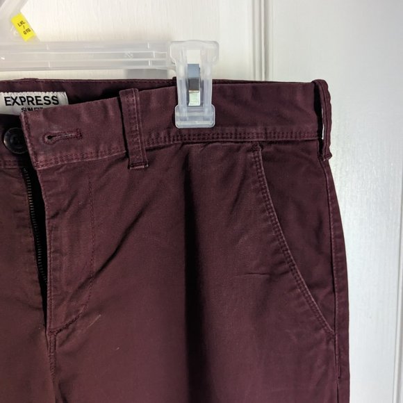 Express Slim Fit Burgundy Chinos 32x32 - Picture 5 of 9